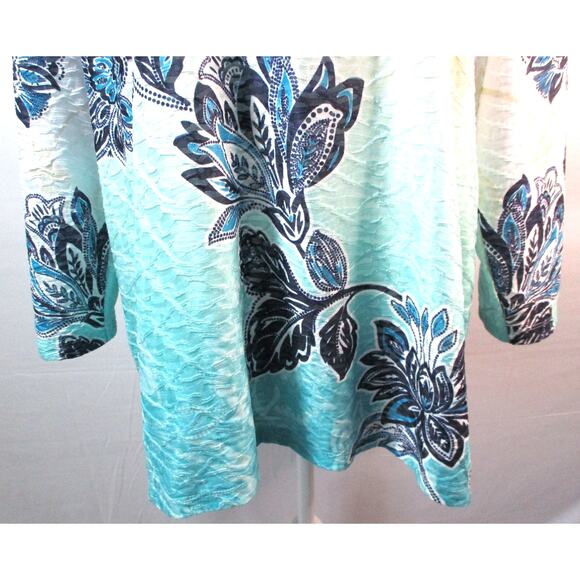 Alfred Dunner Women's Long Sleeve Multi Color Floral Print Beaded Neck Shirt L. - Picture 3 of 10